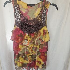 Heart Soul Floral Layered Tank Top with Crochet Detail